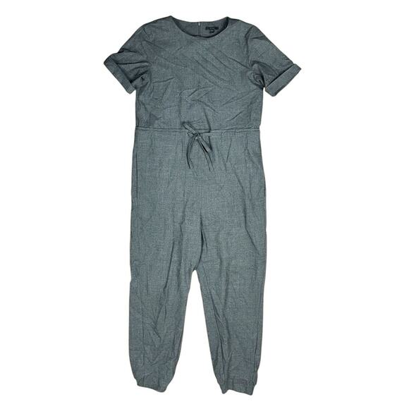 COS Wool Jumpsuit Short Sleeve Gray Drawstring Waist Joggers Pants Size 36 - Picture 4 of 10